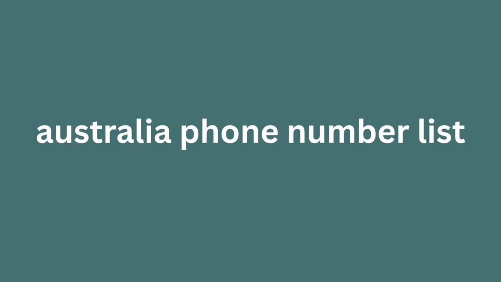 australia phone number list