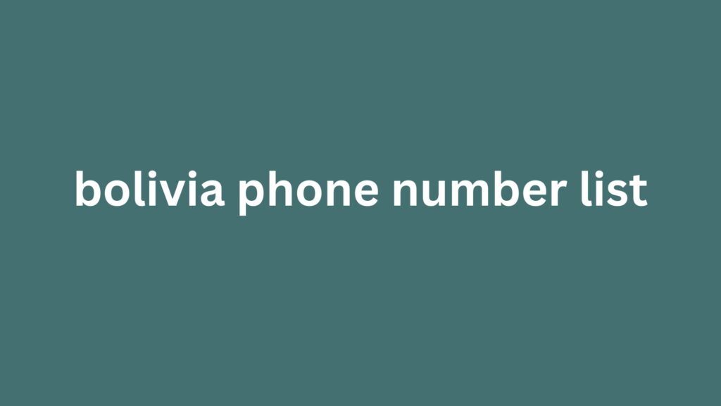 bolivia phone number list