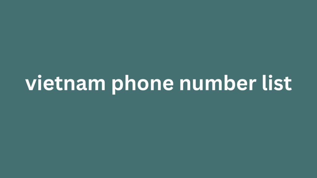 vietnam phone number list